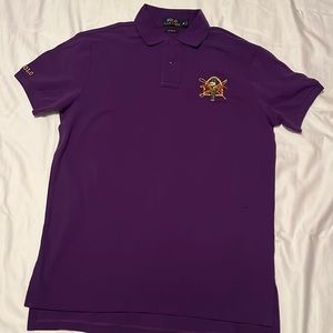 NWOT:Mens Ralph Lauren Polo Custom Fit Purple Polo Riders Large Pony 100% cotton